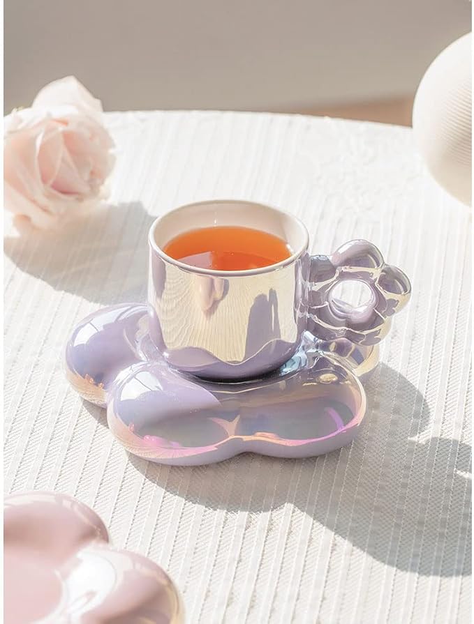 كوب قهوة سيراميك مع صحن