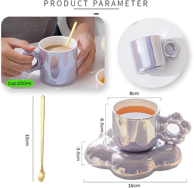 كوب قهوة سيراميك مع صحن