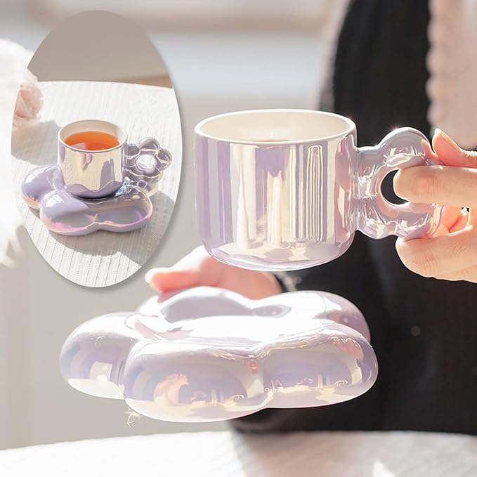 كوب قهوة سيراميك مع صحن