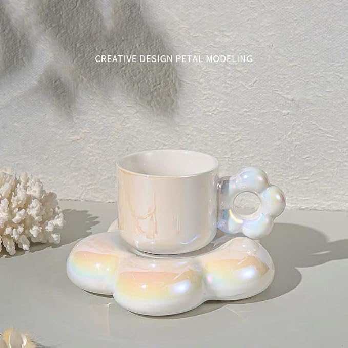 كوب قهوة سيراميك مع صحن